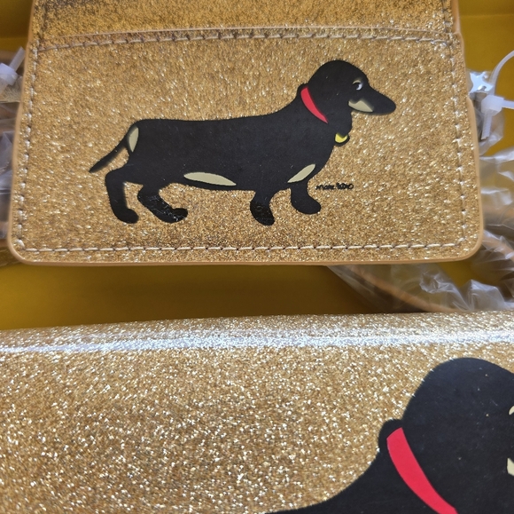 Marc Tetro Dachshund Doxie Gold Glitter Wallet Set - Picture 6 of 7